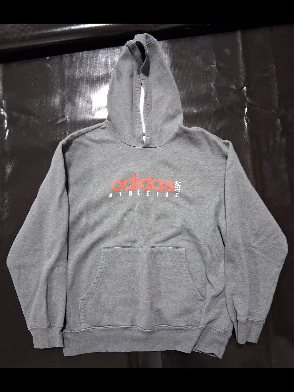 adidas Gray Hoodie with Red Logo Athletic Dept